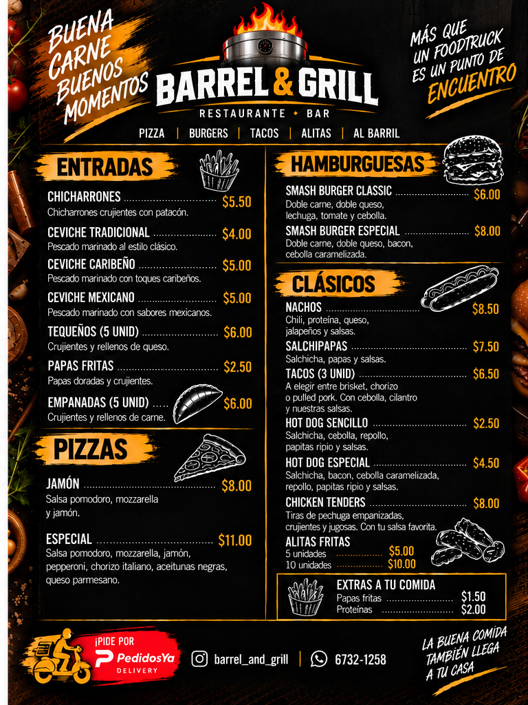 Menú Barrel & Grill